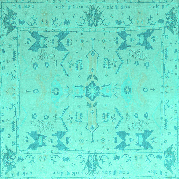 Square Oriental Turquoise Traditional Rug, abs5008turq