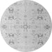 Round Machine Washable Oriental Gray Traditional Rug, wshabs5008gry