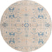 Round Machine Washable Abstract Sage Green Rug, wshabs5008