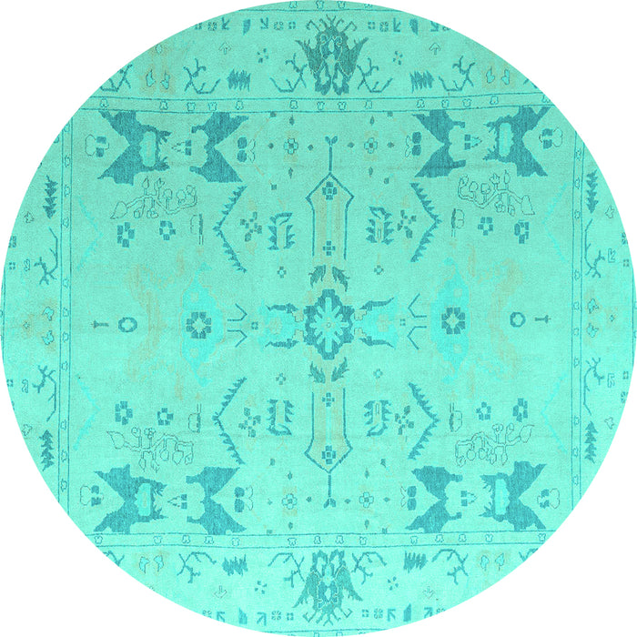 Round Oriental Turquoise Traditional Rug, abs5008turq
