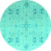 Round Oriental Turquoise Traditional Rug, abs5008turq