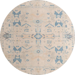 Round Abstract Sage Green Oriental Rug, abs5008