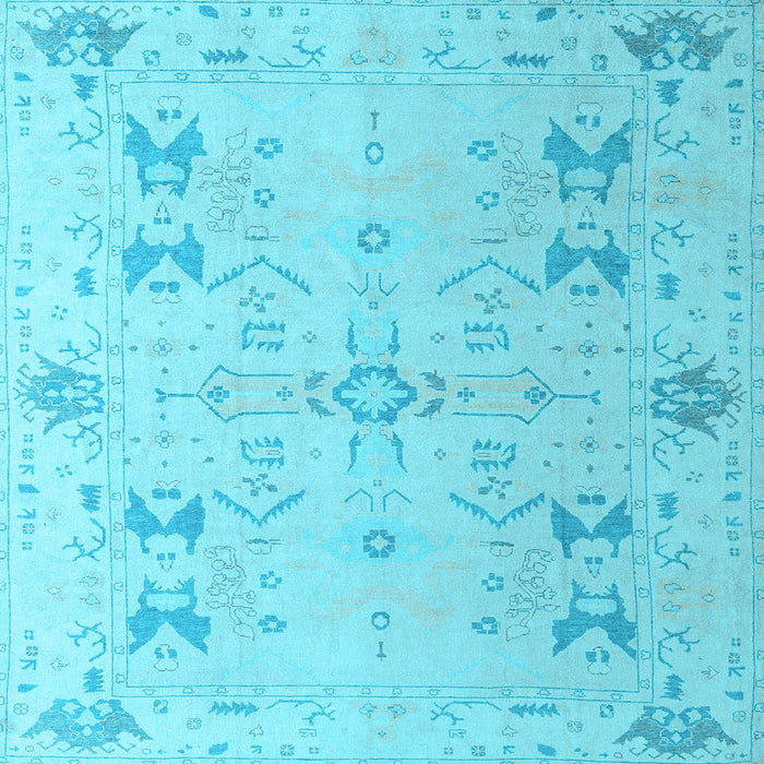 Square Machine Washable Oriental Light Blue Traditional Rug, wshabs5008lblu