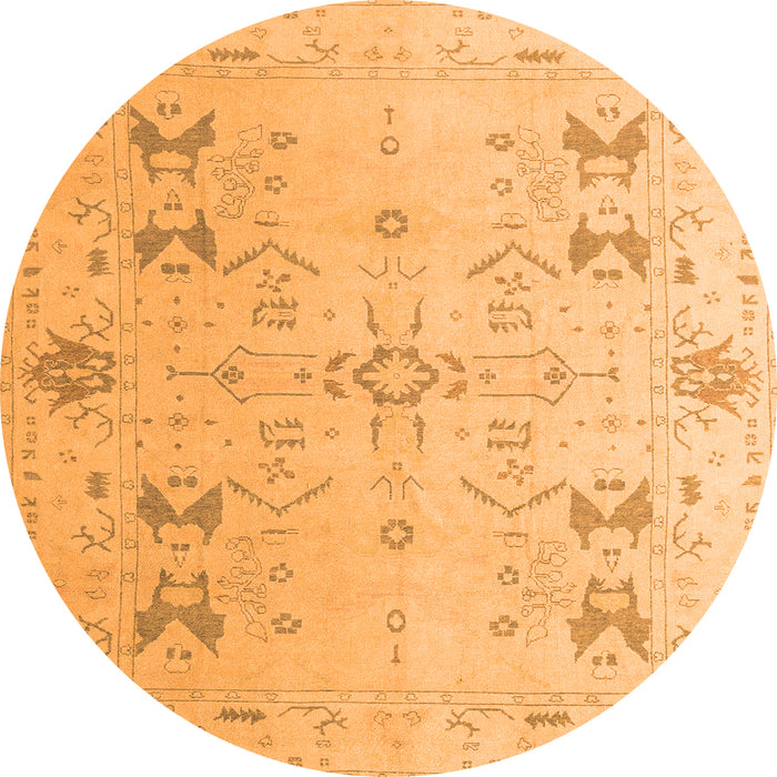 Round Oriental Orange Traditional Rug, abs5008org