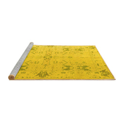 Sideview of Machine Washable Oriental Yellow Traditional Rug, wshabs5008yw