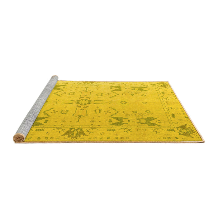 Sideview of Machine Washable Oriental Yellow Traditional Rug, wshabs5008yw