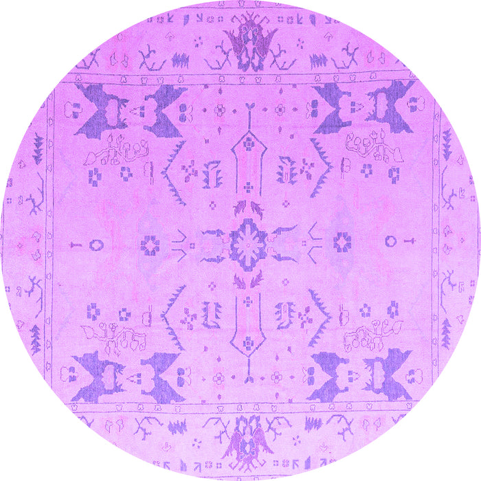 Round Machine Washable Oriental Purple Traditional Area Rugs, wshabs5008pur