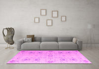 Machine Washable Oriental Pink Traditional Rug, wshabs5008pnk