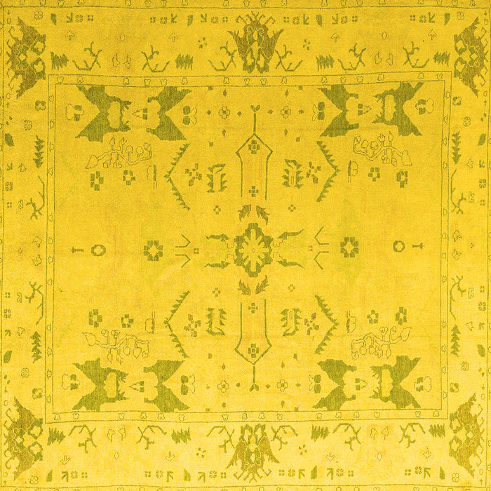 Square Machine Washable Oriental Yellow Traditional Rug, wshabs5008yw