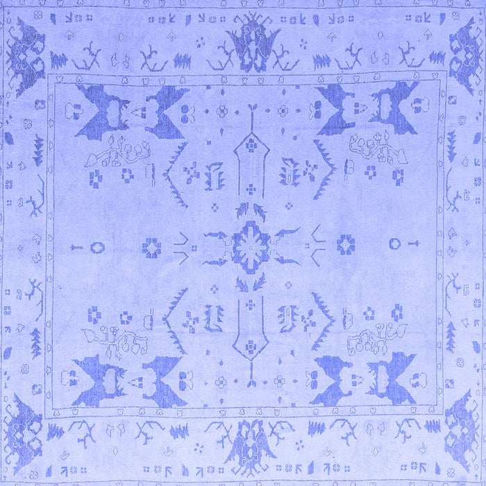 Square Machine Washable Oriental Blue Traditional Rug, wshabs5008blu