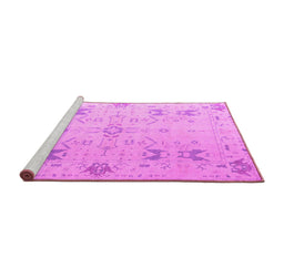 Sideview of Machine Washable Oriental Pink Traditional Rug, wshabs5008pnk