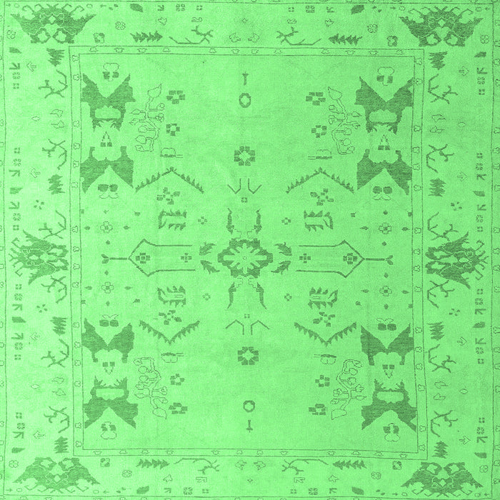 Square Machine Washable Oriental Emerald Green Traditional Area Rugs, wshabs5008emgrn
