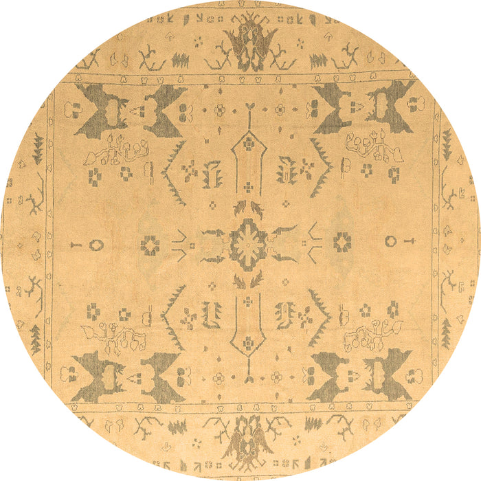 Round Oriental Brown Traditional Rug, abs5008brn