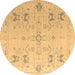 Round Oriental Brown Traditional Rug, abs5008brn