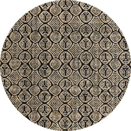 Round Abstract Brown Modern Rug, abs5009