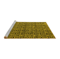 Sideview of Machine Washable Abstract Yellow Modern Rug, wshabs5009yw