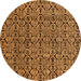 Round Machine Washable Abstract Orange Modern Area Rugs, wshabs5009org