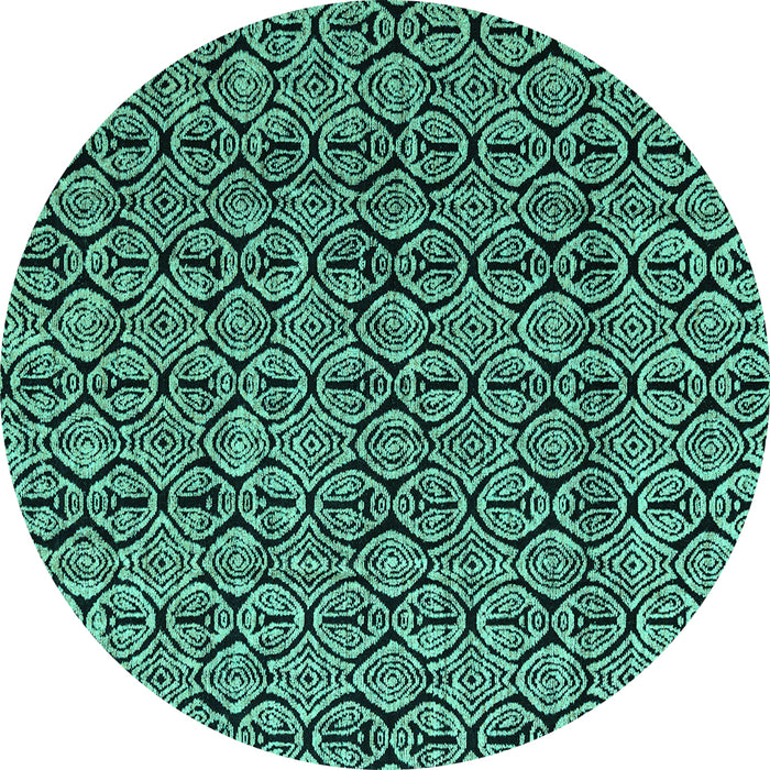 Round Machine Washable Abstract Turquoise Modern Area Rugs, wshabs5009turq