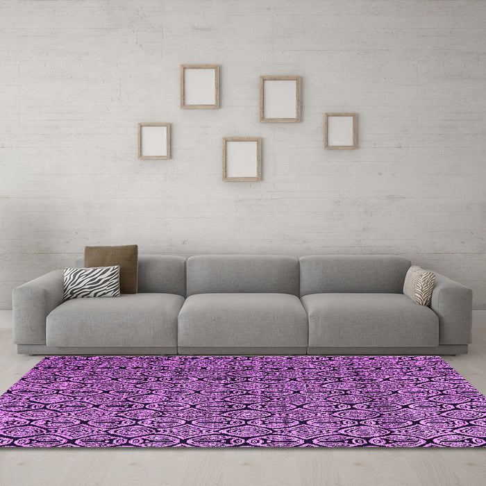 Machine Washable Abstract Purple Modern Area Rugs in a Living Room, wshabs5009pur