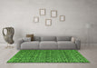 Machine Washable Abstract Green Modern Area Rugs in a Living Room,, wshabs5009grn