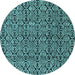 Round Abstract Light Blue Modern Rug, abs5009lblu