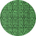 Round Machine Washable Abstract Emerald Green Modern Area Rugs, wshabs5009emgrn