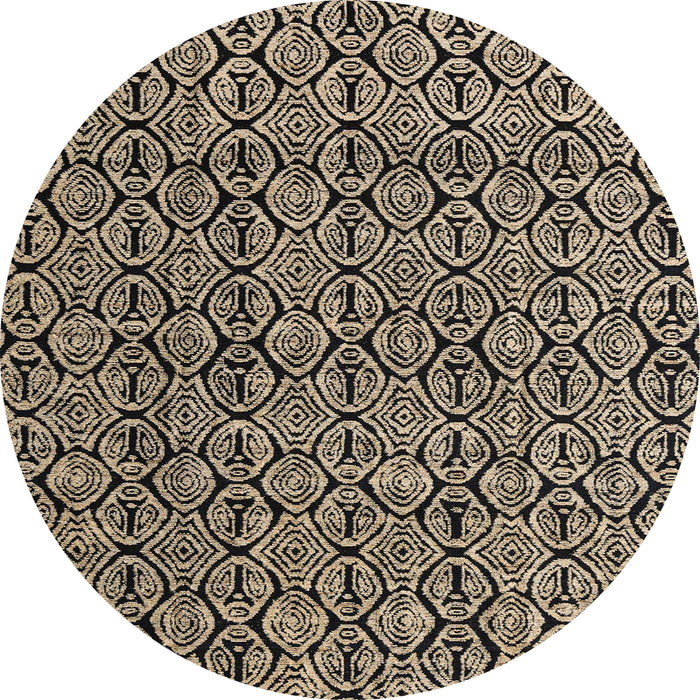 Round Machine Washable Abstract Brown Sugar Brown Rug, wshabs5009