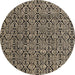 Round Machine Washable Abstract Brown Sugar Brown Rug, wshabs5009