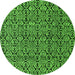 Round Machine Washable Abstract Green Modern Area Rugs, wshabs5009grn