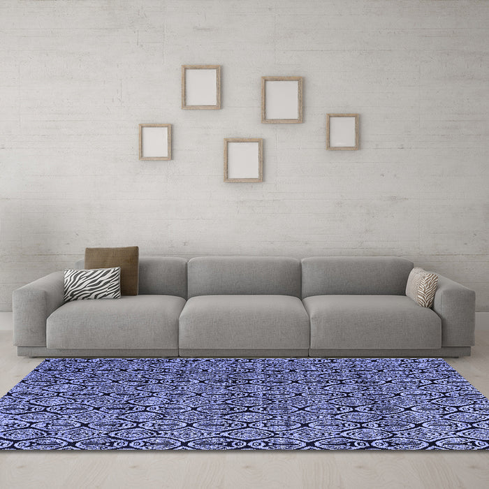 Machine Washable Abstract Blue Modern Rug in a Living Room, wshabs5009blu