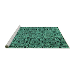 Sideview of Machine Washable Abstract Turquoise Modern Area Rugs, wshabs5009turq
