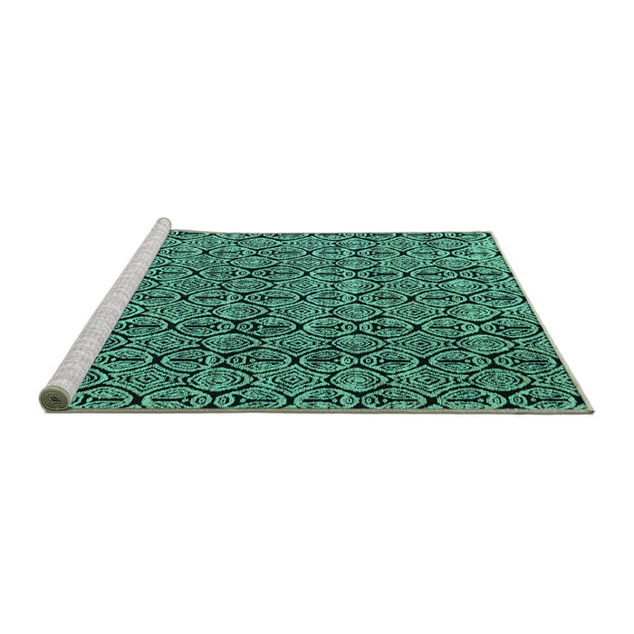 Sideview of Machine Washable Abstract Turquoise Modern Area Rugs, wshabs5009turq