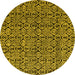 Round Machine Washable Abstract Yellow Modern Rug, wshabs5009yw