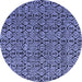 Round Machine Washable Abstract Blue Modern Rug, wshabs5009blu