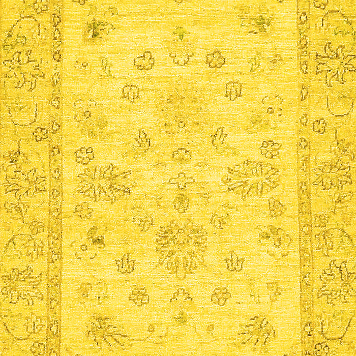 Machine Washable Oriental Yellow Traditional Rug, wshabs500yw