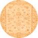 Round Machine Washable Oriental Orange Traditional Area Rugs, wshabs500org