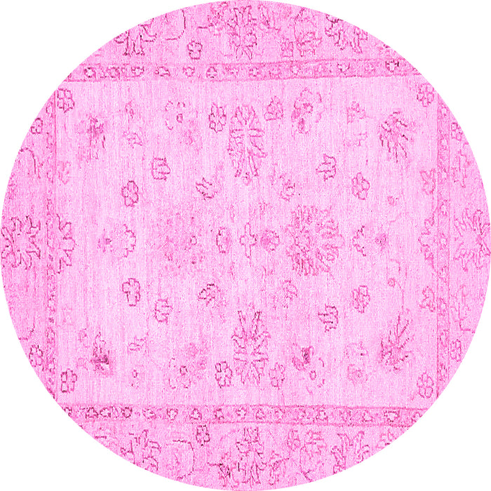 Round Oriental Pink Traditional Rug, abs500pnk