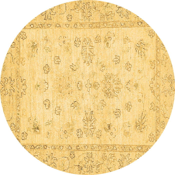 Round Oriental Brown Traditional Rug, abs500brn