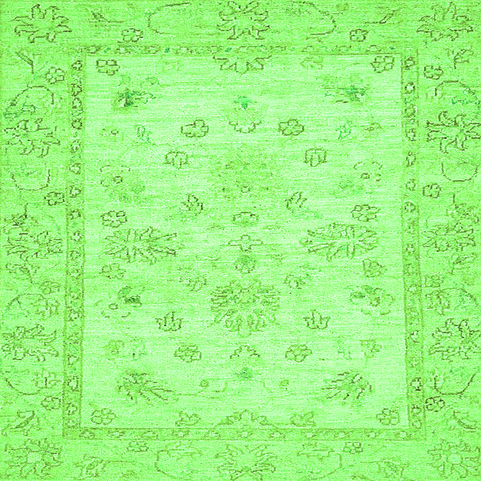 Square Machine Washable Oriental Green Traditional Area Rugs, wshabs500grn