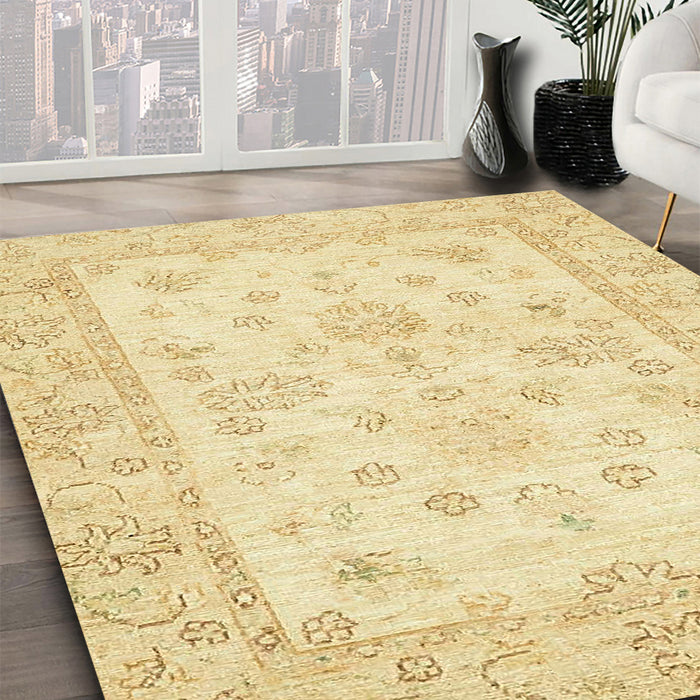 Abstract Harvest Gold Oriental Rug in Family Room, abs500