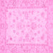 Square Machine Washable Oriental Pink Traditional Rug, wshabs500pnk