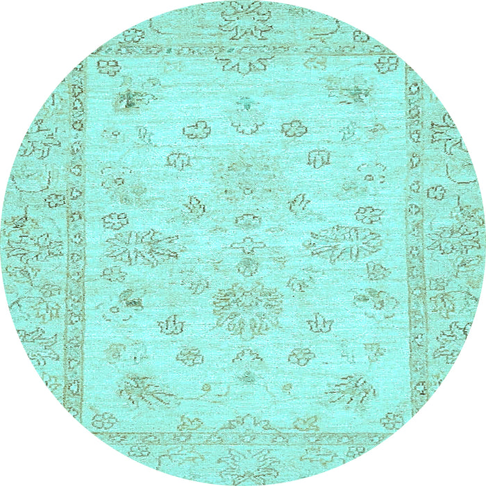 Round Oriental Light Blue Traditional Rug, abs500lblu