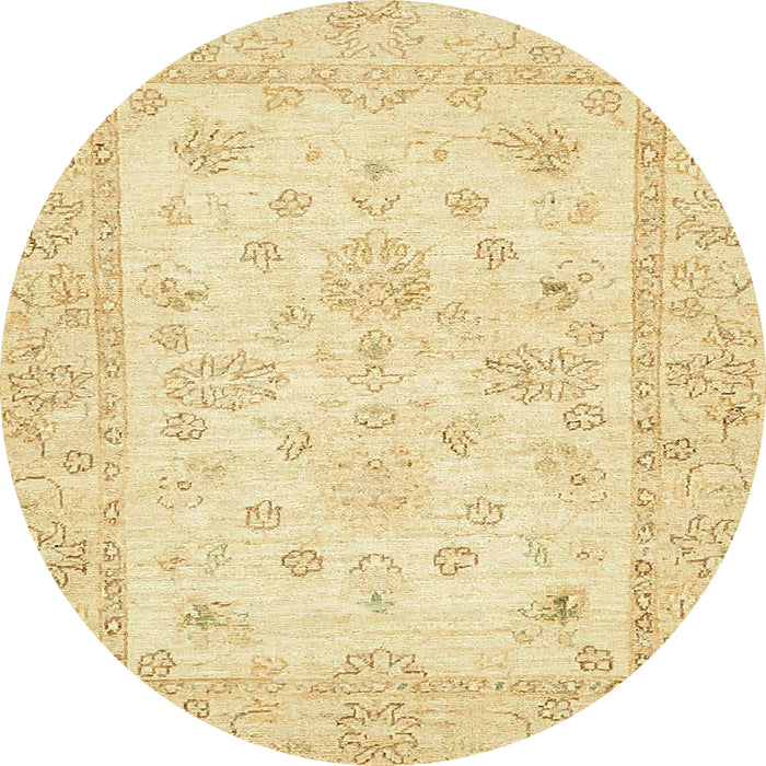 Round Machine Washable Abstract Gold Rug, wshabs500