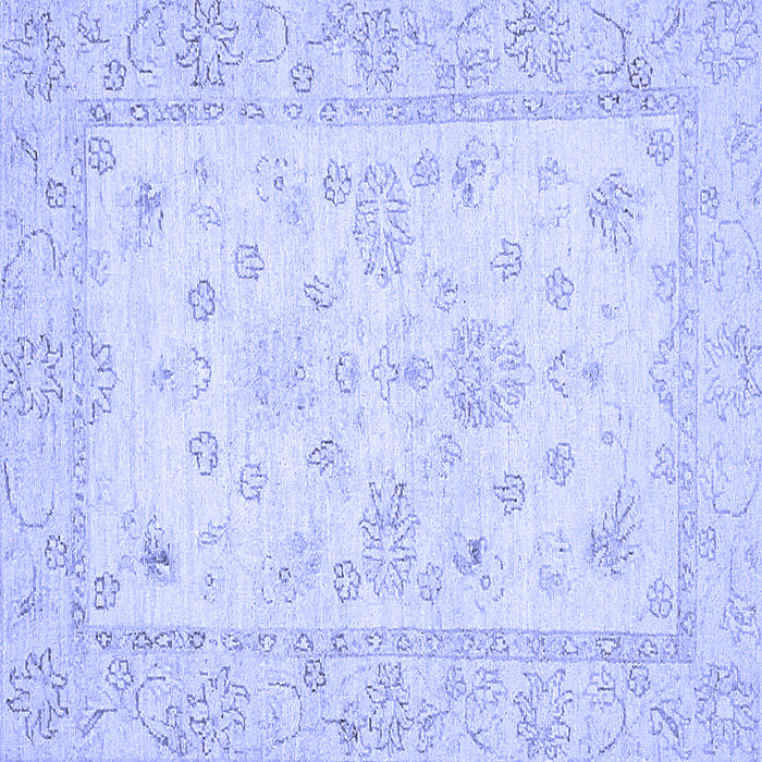 Square Machine Washable Oriental Blue Traditional Rug, wshabs500blu