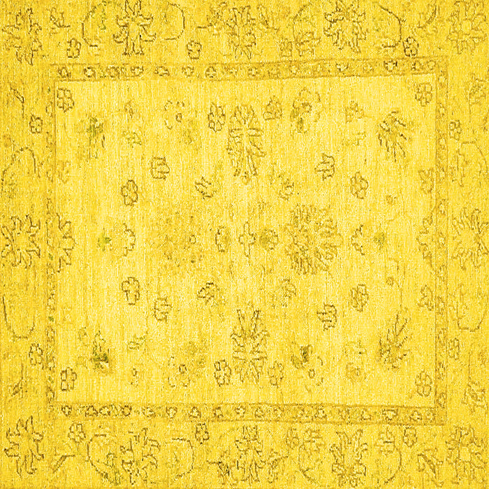 Square Oriental Yellow Traditional Rug, abs500yw