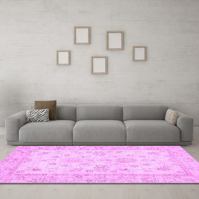 Machine Washable Oriental Purple Traditional Area Rugs in a Living Room, wshabs500pur