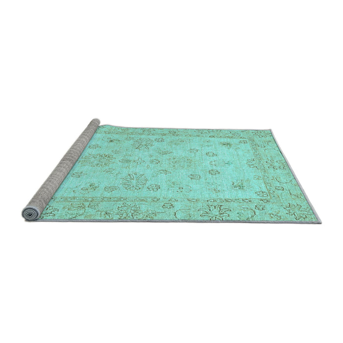 Sideview of Machine Washable Oriental Light Blue Traditional Rug, wshabs500lblu