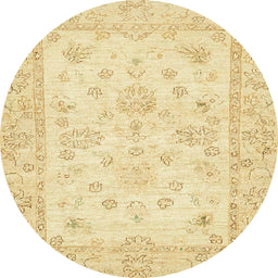 Round Abstract Harvest Gold Oriental Rug, abs500
