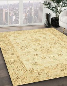Machine Washable Abstract Gold Rug in a Family Room, wshabs500