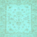 Square Machine Washable Oriental Light Blue Traditional Rug, wshabs500lblu